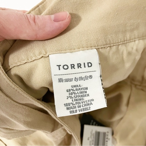 Torrid | Tan Linen Chino Shorts 16 - Picture 5 of 6